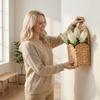 Gourd Grass Woven Storage Basket, Wall-mounted Basket, Woven Storage Basket, Wall-mounted Hand Basket, Living Room Entryway Wall Flower Basket