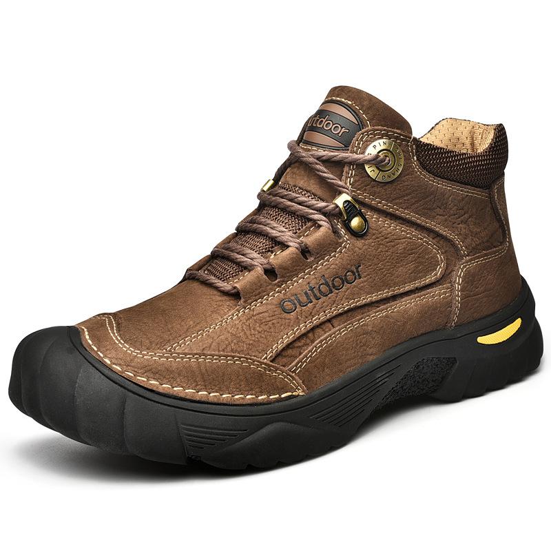 Outdoor Men's Boots Genuine Leather Casual Shoes Man Climbing Hiking Shoes Warm Winter Boots Men High Quality Platform Snow Boot