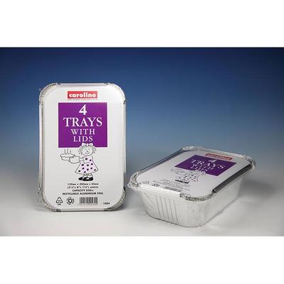 Aluminiumschalen & Deckel 30oz / 139 x 203 x 45mm 4er-Pack 1004