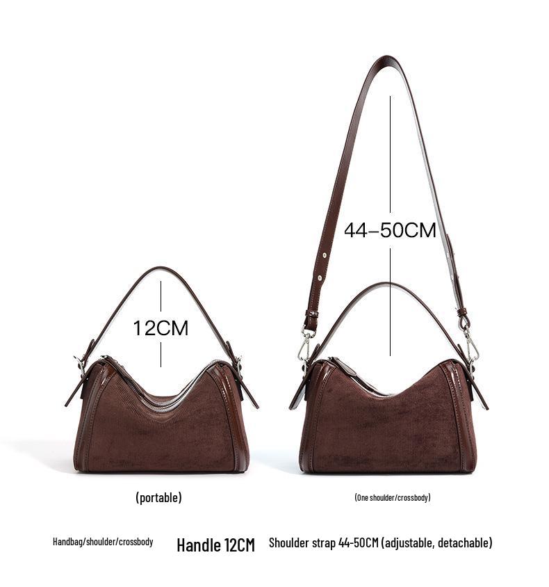 2025 Simple Textured Cowhide Boston Crossbody Bag with Niche Design