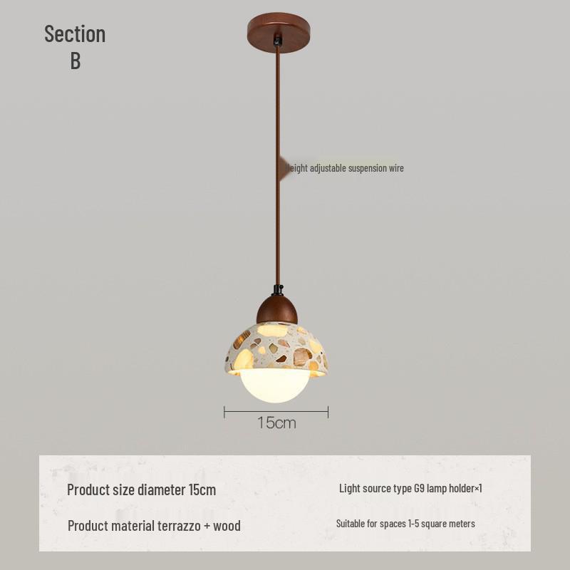 Japanese Wabi-Sabi Yellow Travertine Pendant Light, Retro Mid-Century Style for Bedroom, Homestay, or Restaurant.