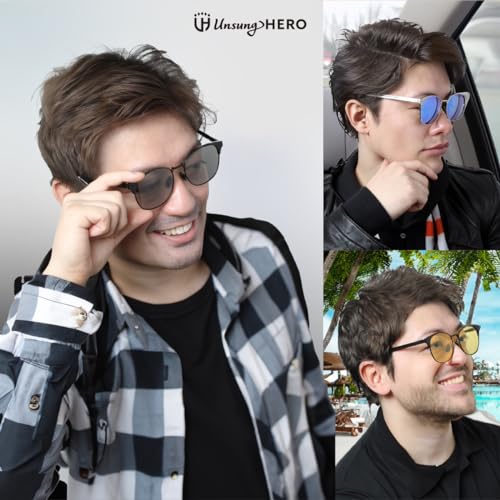 [UnsungHERO] Doctor Recommended Polarized Sunglasses, Day & Night Use, UV400 Protection, Stylish, Glare Reduction, Lightweight Alloy, Comfortable Fit,