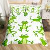 Kawaii Frog Duvet Cover Cute Frog Bedding Set For Boys Girl Blossom Flowers Floral Comforter Cover Cartoon Farm Animal Bed Cover