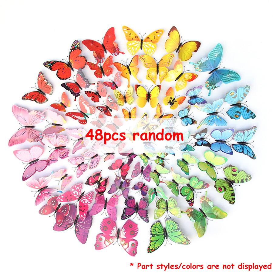 12/24/48pcs Color Butterfly Magnetic Stickers Reusable Refrigerator Decor DIY Wall Decals Home Decoration Accessories