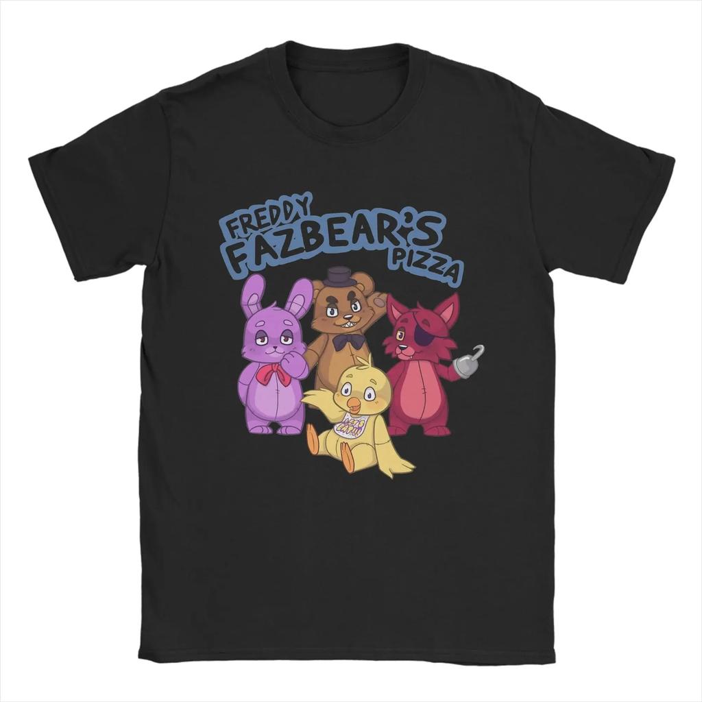 The 2026 New Men's T-shirt FNAF Features A Vintage Cotton Short-sleeved T-shirt with A Crew Collar Top From Freddy