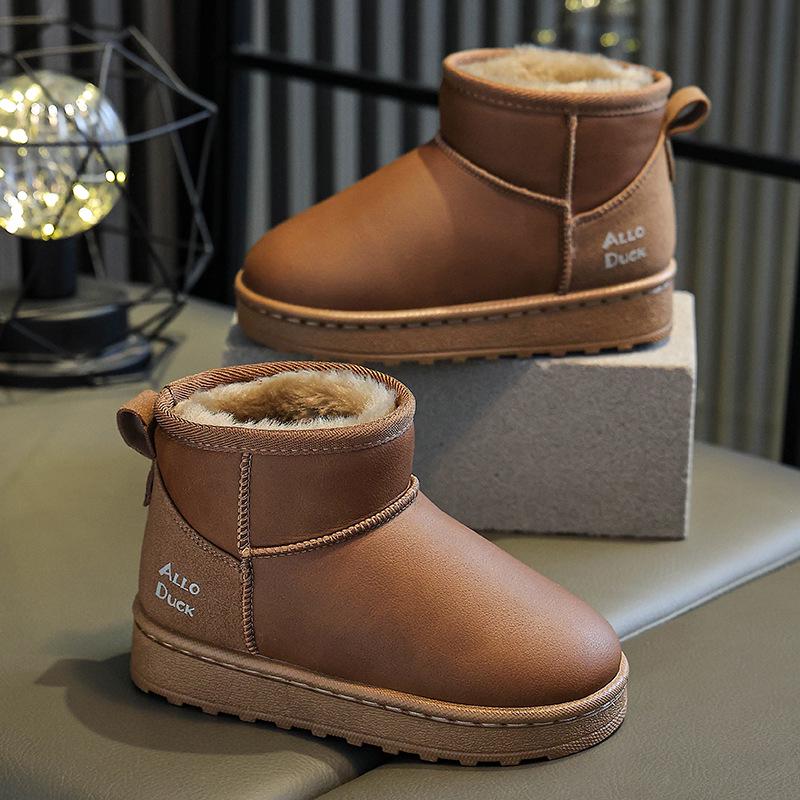 

Waterproof Winter Snow Boots for Kids - Warm, Fashionable, Non-Slip Short Boots with Velvet Lining for Boys & Girls Size 25 - Inner Length 15.7 CM (Runs Small)
