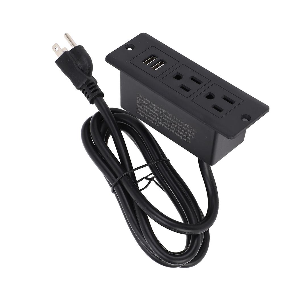 Conference Recessed Power Strip Table Furniture Outlet 2 AC Sockets 2 USB Ports 1.5m Cord