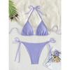 Set Bikini Triangolo Glitter Blu Reale da Donna - Top con Laccetti al Collo e Slip con Laccetti Laterali