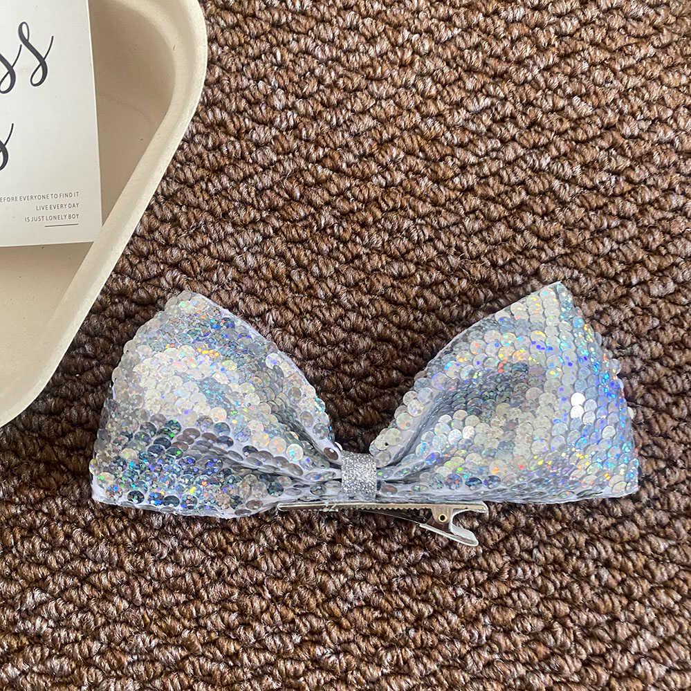 Silver Sequin 3D Bow Mermaid Hair Clip for Girls