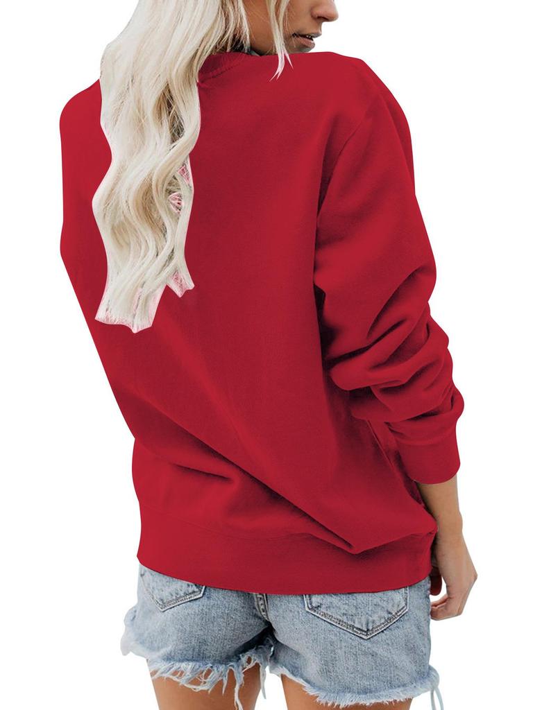 European and American Autumn/Winter Women's Cartoon Print Pullover Sweatshirt with Long Sleeves and Round Neck for Halloween