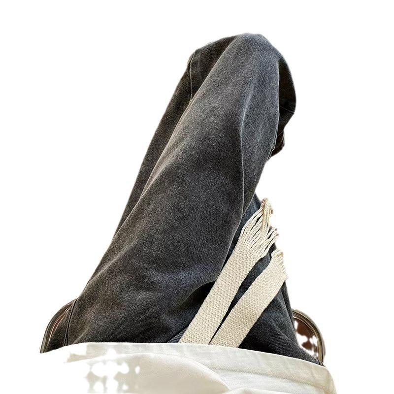 Tide Men's Punk Jogger Jeans: Autumn Loose Korean Style Wide-Leg Dad Pants