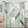 2PC Home Decoration Curtains, Green Art Marble With Rod Pocket Curtains, Kitchen, Coffee Shop, Living Room, Balcony, Garden