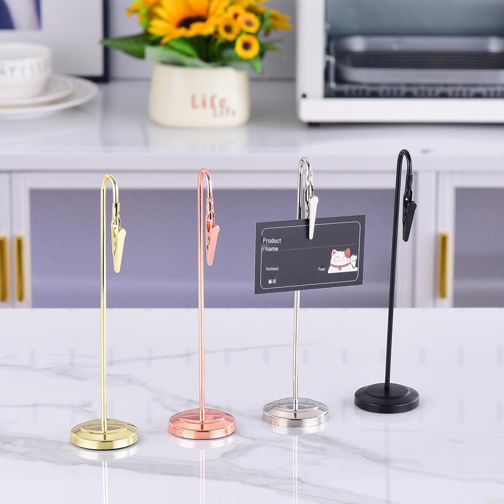 Gold Artistic Stainless Steel Menu Holder and Price Tag Display Stand