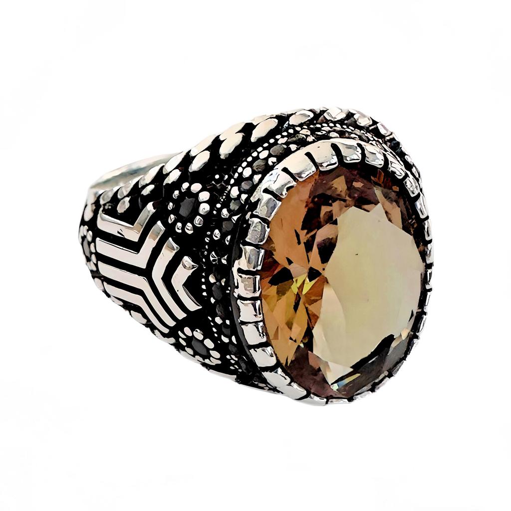 Srebrny pierścionek z zultanitem i czarną cyrkonią 230048159G13Y