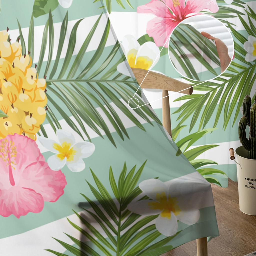 Ananas und tropische Blume Transparente Vorhänge zur Wohnzimmerdekoration Fenstergardinen für die Küche Tüll Voile Organza Vorhänge