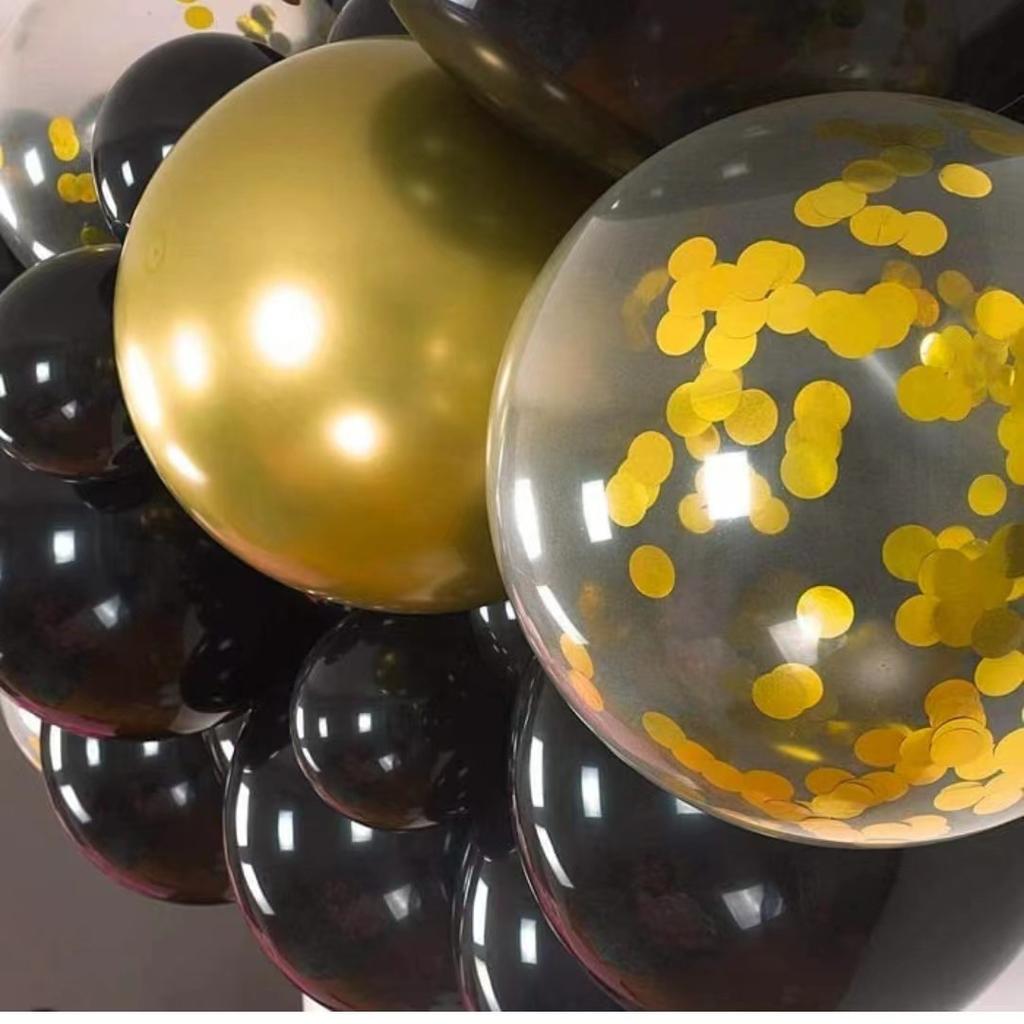 Gyllene Fyrhörnig Stjärna Paket Festdekoration Ballongkedja Svart Guld Paket Bröllopsarrangemang