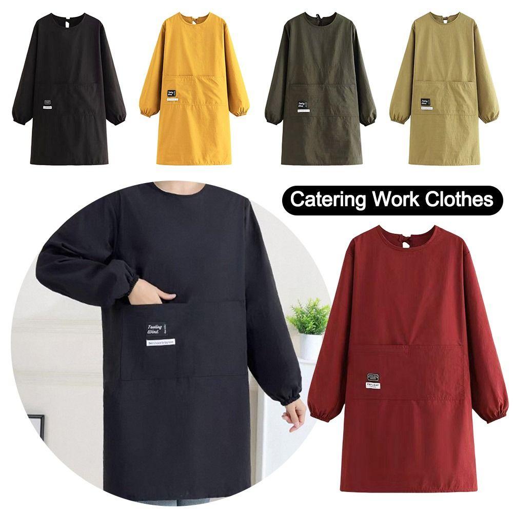 Langärmige Küchenschürze Wasserdicht Catering Arbeitskleidung Kaffeehaus Schürzen für Heimküche