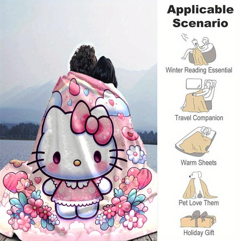 1pc. Hello Kitty Cute Cartoon Blanket - Perfect for Home, Office, Outdoor Use, Gift Idea, Suitable for Al