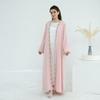 Middle East Dubai Fashion Embroider Flower Turban Robe Dress Embroidered Cardigan Robe