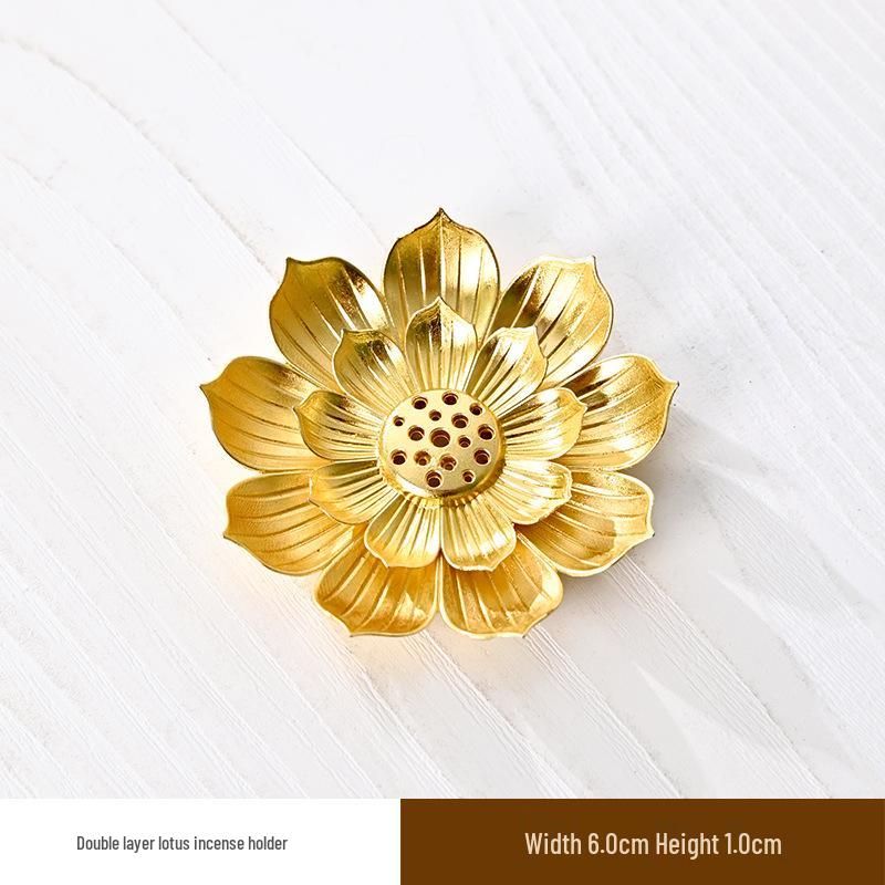 Antique Double-Layer Lotus Incense Holder for Tea Ceremony and Buddha Incense, Multi-Porous Sandalwood Line Burner.