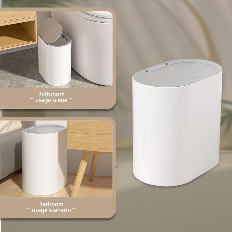 Press Top Trash Can Household Desktop Toilet Garbage Can Narrow Slit Trash Cans For Bathroom Kitchen Crafts Room