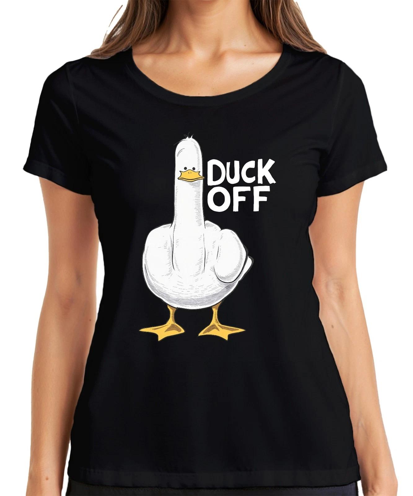 Duck Off freche Ente Mittelfinger sarkastisch Geschenk Lustig Damen T-Shirt S