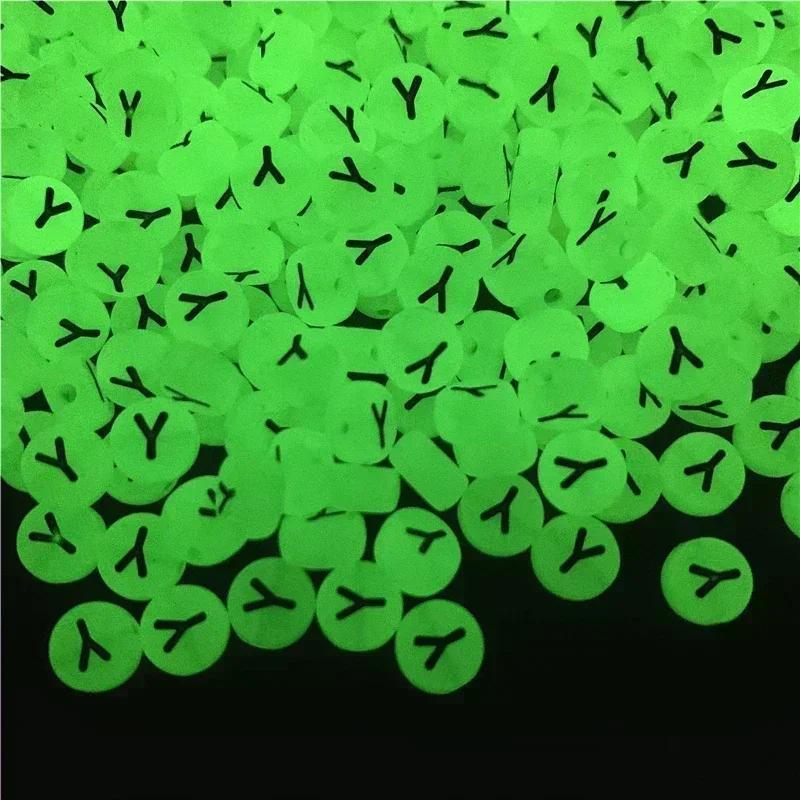 100-500PCS Acrylic Luminous A-Z 26Letter Beads Loose Spacer Alphabet Beads For Jewelry Making DIY Charms Bracelet Necklace