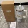 Wasserflasche, 40 oz, Becher, Edelstahlbecher, isolierte Wasserflasche mit Griff, Deckel, Strohhalm, Vakuum-Reisebecher mit großer Kapazität, Kaffeebecher fürs Outdoor-Auto