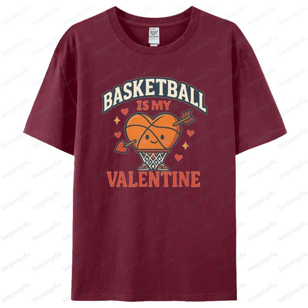 Basketball ist mein Valentinstag Lustiges Valentinstags T-Shirt Herz Ball Design Kreatives Shirt Basketball Fan Geschenk T-Shirt Herren Oberteile