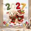 New Year Glass Decals Happy Window Cling, 2027 Crochet Sheep Snowflake Holiday Decor Sticker Glas Sticker, Reusable Christmas Decoration Static Decal