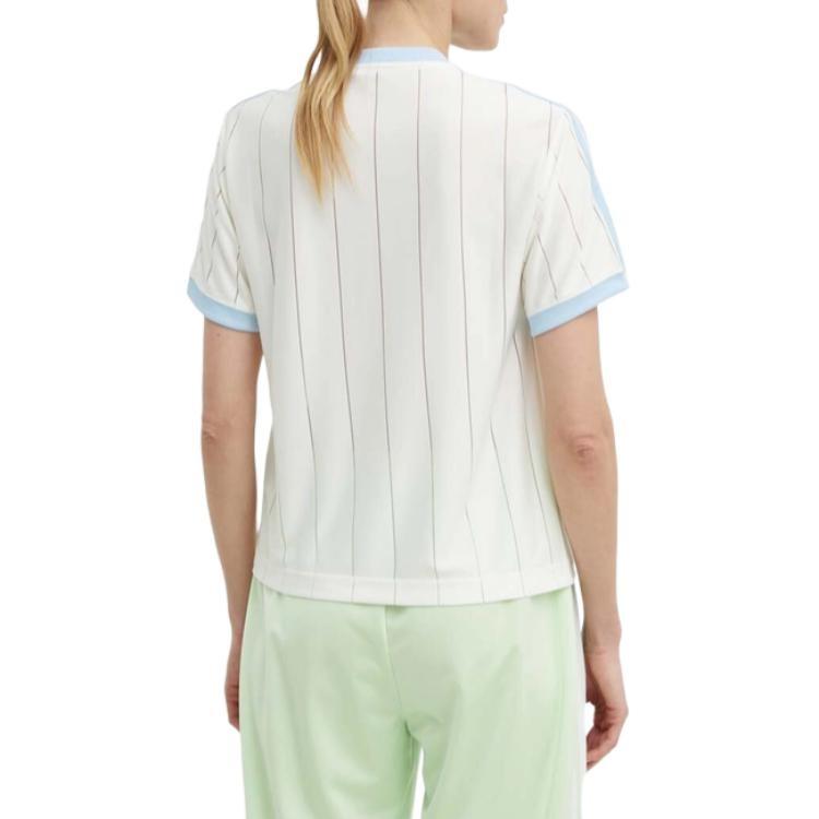 (WMNS) Adidas Originals 3 Stripe Graphic T-shirt Asia Sizing 'White Blue' Women's IR7469