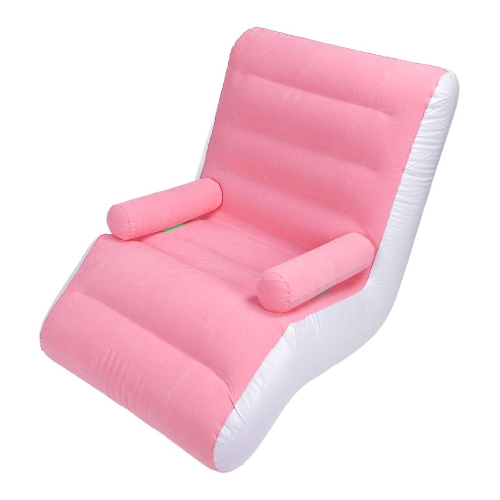 Inflatable Sofa Ergonomic S Shaped Portable Soft Flocking   Blow Up Couch for Home Travel  