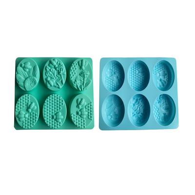 Neue Silikon-Seifenform Gesunde Materialien Honigbiene 6 Kavitäten Handgefertigte Formen Seifenherstellung Oval 3D-Formen DIY Handwerk Seifenform