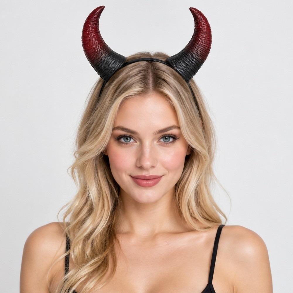 Cosplay Halloween Devil Headband Reusable Cow Horn Hair Hoop Decorative Headdress Carnival Party