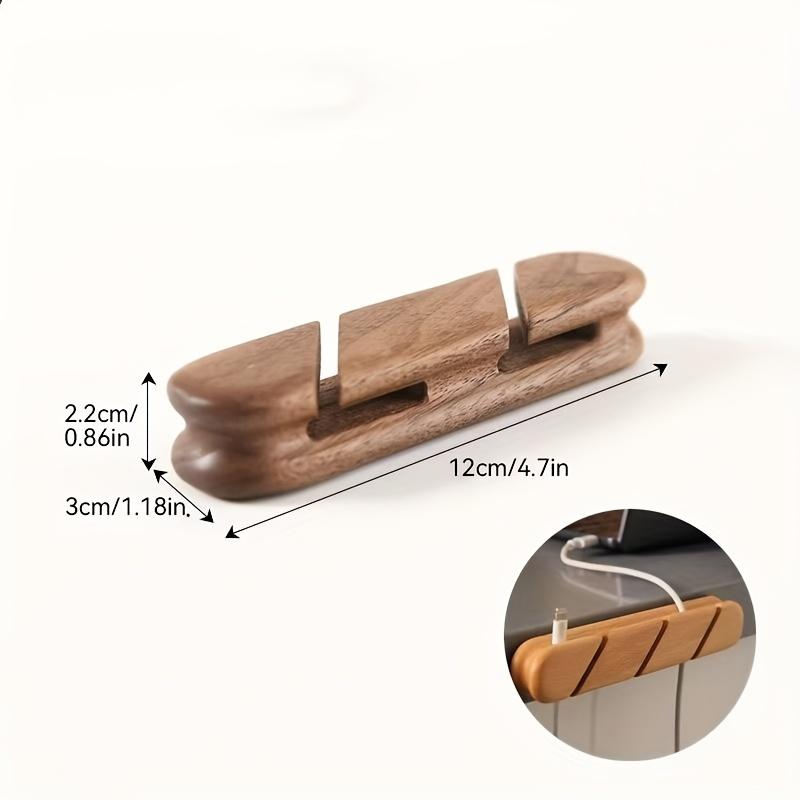 1PC Solid Wood Cable Clip-on Cable Organizer, Suitable for USB Charging Cables, Power Cords, and Mouse Cables. Wooden Cable Holder, Cable Organizer.