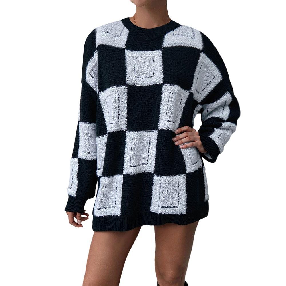 

DAFIFY Женские Модные Повседневные Осенне-Зимние Свитеры с Длинным Рукавом и Круглым Вырезом L чёрный