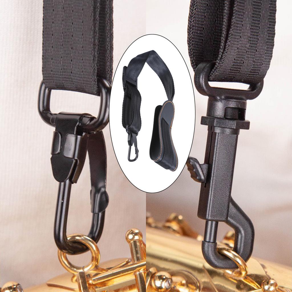 Leathers Nylon Adjustable Length Neck Strap Padded Saxophone Neck Strap Harnesses Leathers Saxophone Neck Strap
