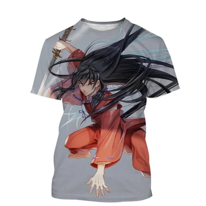 Latest Style Anime Inuyasha 3D Printing T-shirt Men And Women Fashion Casual Harajuku Style Hip-Hop Street Cool T-Shirt O-Neck S