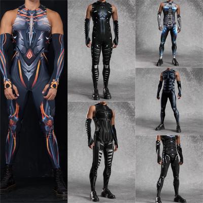 Unisex Cyber Punk 3D Digital Printing Halloween Party Role Play Outfit Women Men Cosplay Costume Carnival Jumpsuit