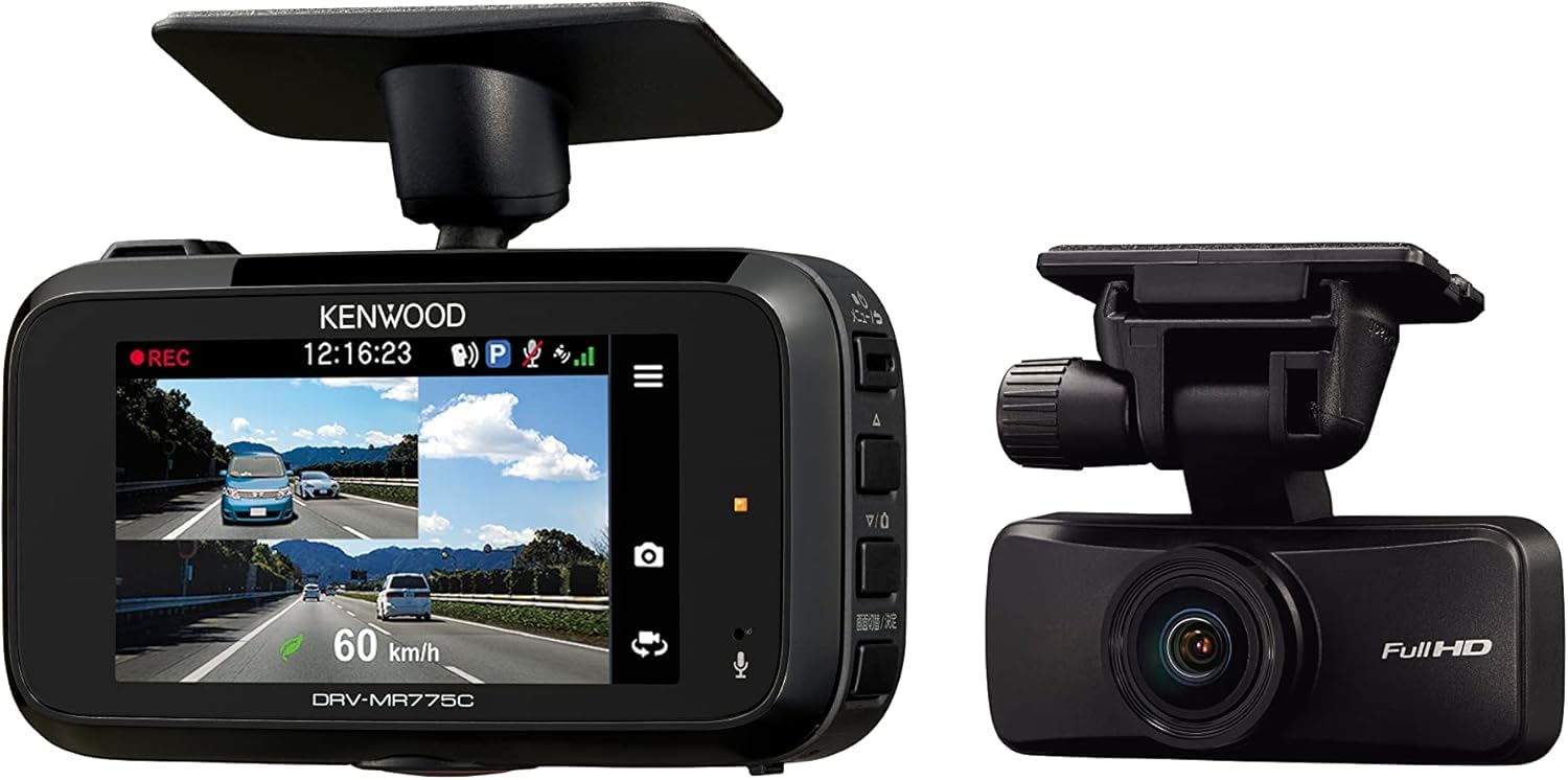 

Kenwood Drive Dual Cameras with Front and Rear WQHD CMOS Sensor Smoked Glass Brightness Includes Surveillance Cable Installation DRV-MR775C Recorder, чорний