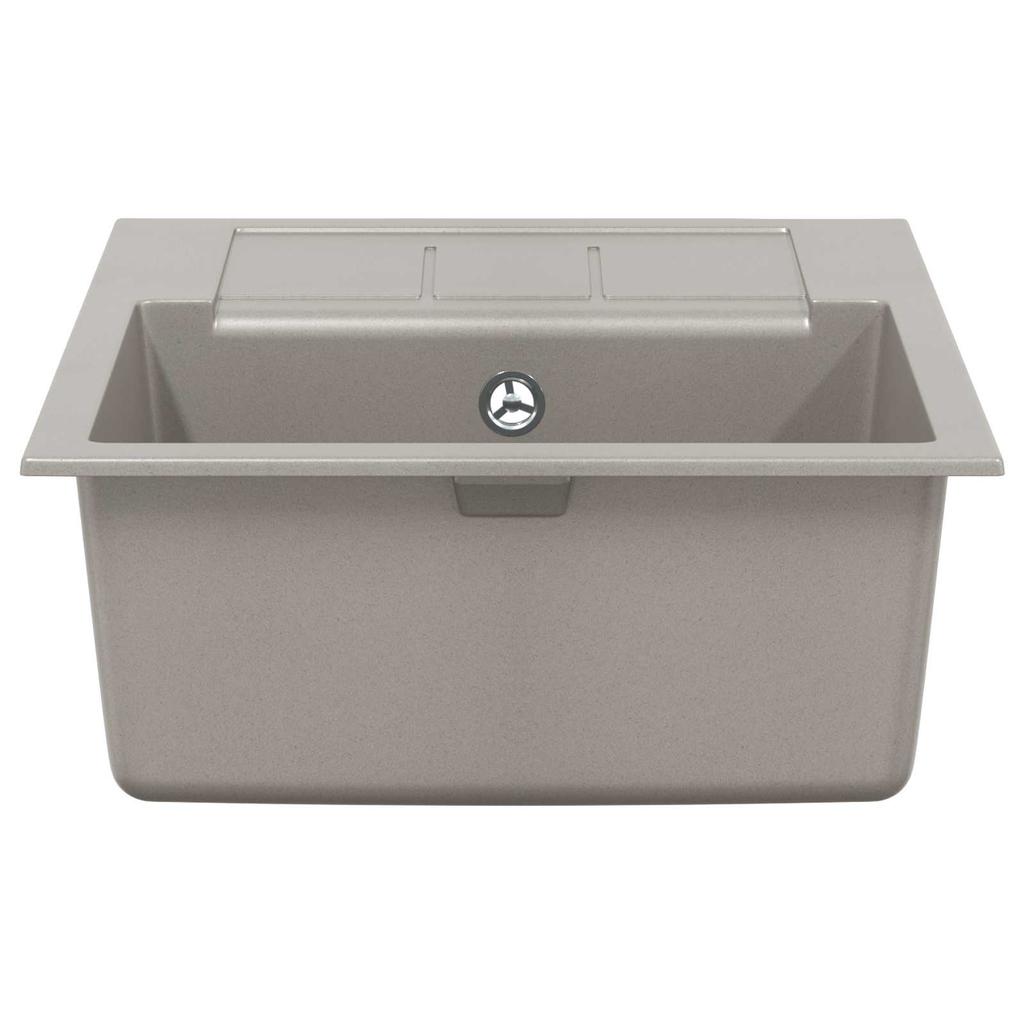 Grey Kitchen Sink 620 X 500 Mm Made of 80percent Quartz and 20percent Resin