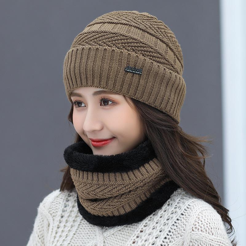 Balaclava Women's Knitted Hat Scarf Caps Neck Warmer Winter Hats For Men Women Skullies Beanies Warm Fleece Cap 6 Colors