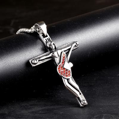 Halskette mit Gitarren-Kreuz-Anhänger für Herren, Schmuck aus 316 Edelstahl, schwimmendes Medaillon