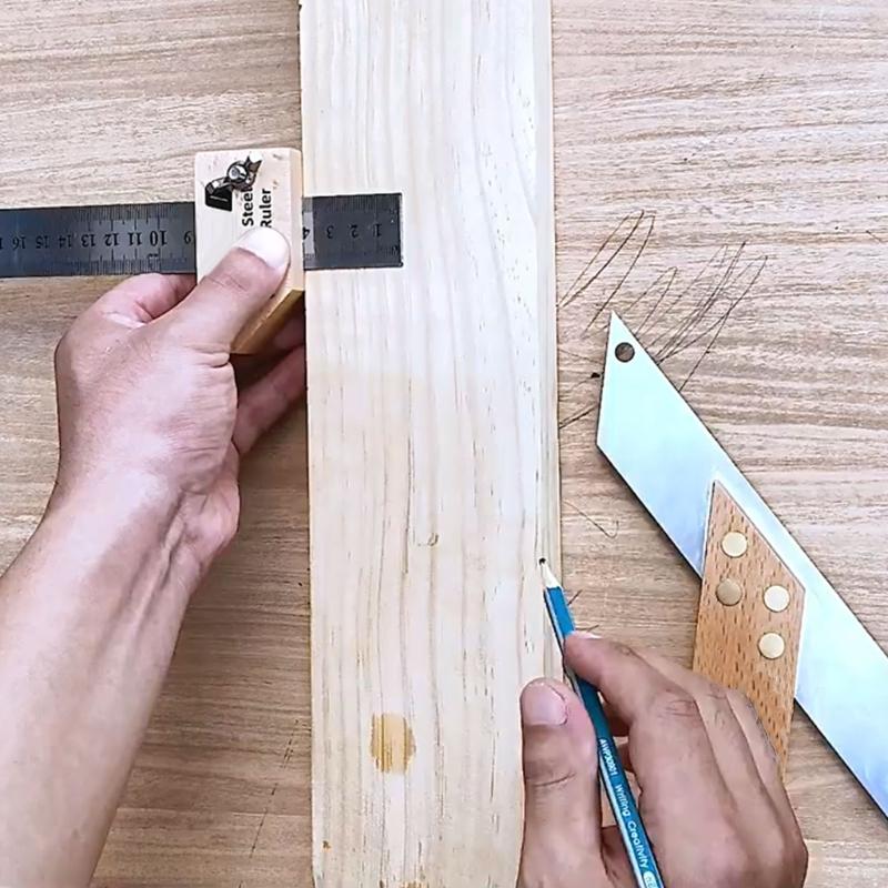 Professional Woodworking Measuring Tool Multifunction Graduated Scale Ruler Corrosion Resistant Design