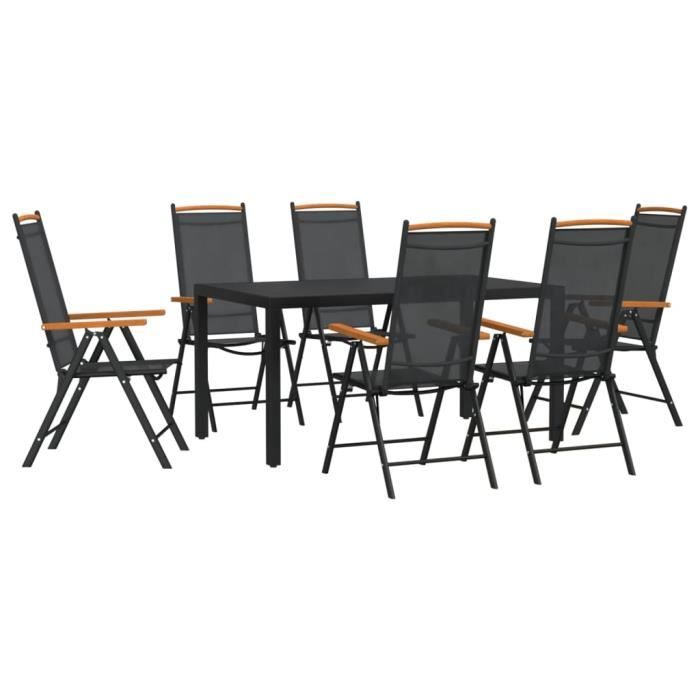 VidaXL Ensemble à dîner de jardin 7 pcs noir aluminium 3200601