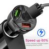 QC3.0 Fast Charging Car Charger 3-in-1 USB Charger Adapter for Mobile Phones