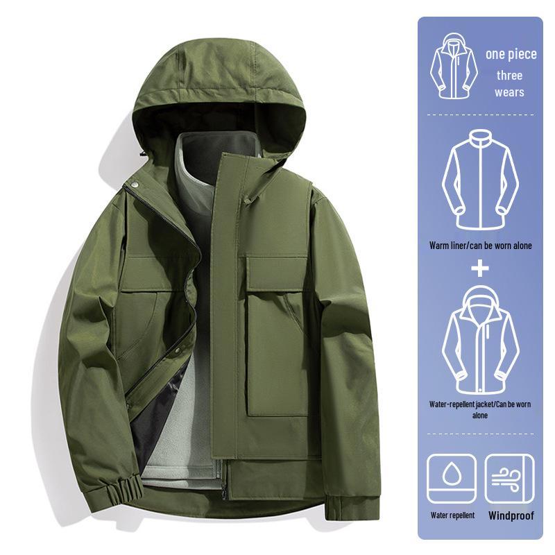 

2024 Unisex Windproof Three-in-One Outdoor Jacket for Hiking and Travel 4XL