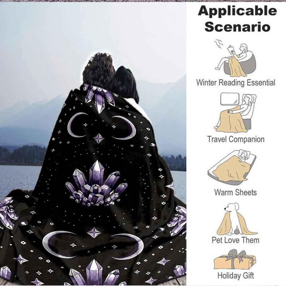 1pc Crystal Celestial Print Blanket   Lightweight Flannel Throw Blanket For Sofa, Bed, Living Room, Office, Outdoor Travel, Camping