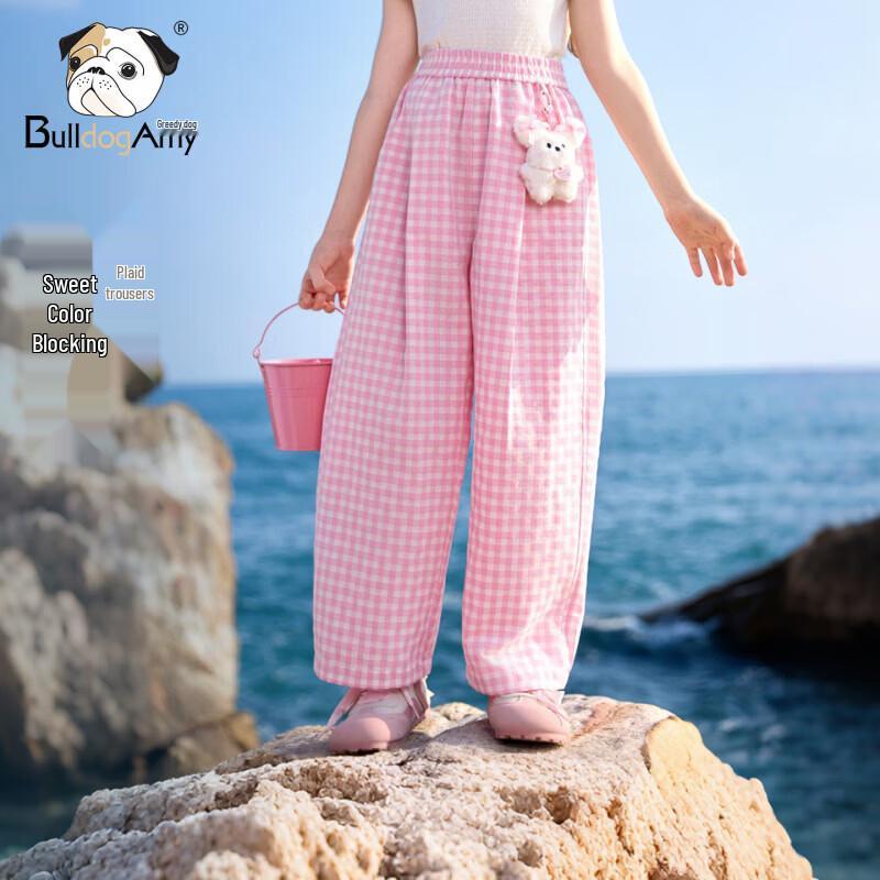 CHANZUIGOU Girls  Sweet Plaid Straight-Leg Trousers 170 cm