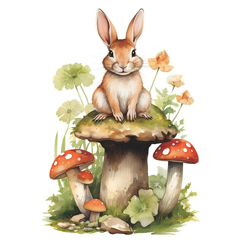 Cartoon Cute Rabbit Mushroom Flowers Children's Bedroom Living Room Wall Decoration Wall Stickers